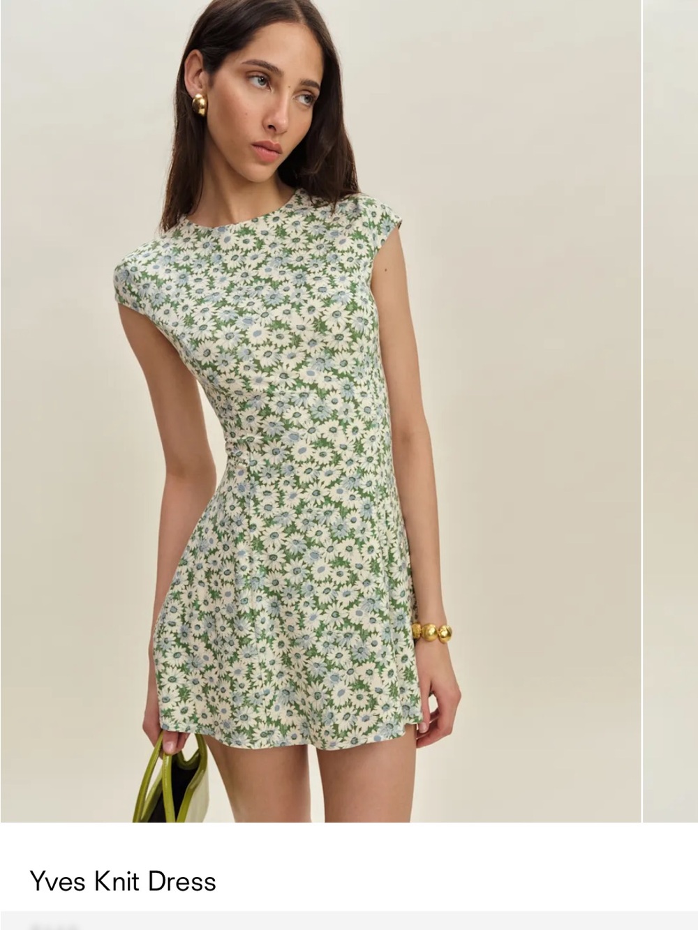 Reformation - Green Floral Knit Mini Dress